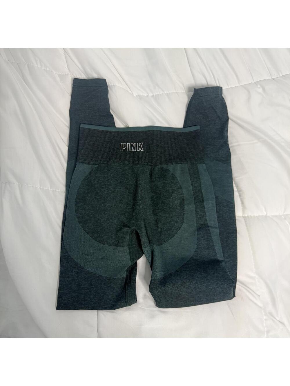 victoria's secret pink green workout leggings active athletic